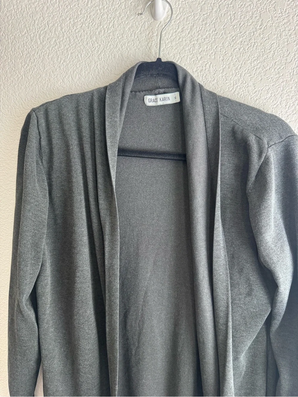 Grace Karin Charcoal Open-Front Pocket Cardigan